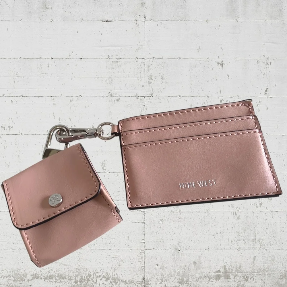 Nine West Blush AirPods Case & Card Holder Keychain Set